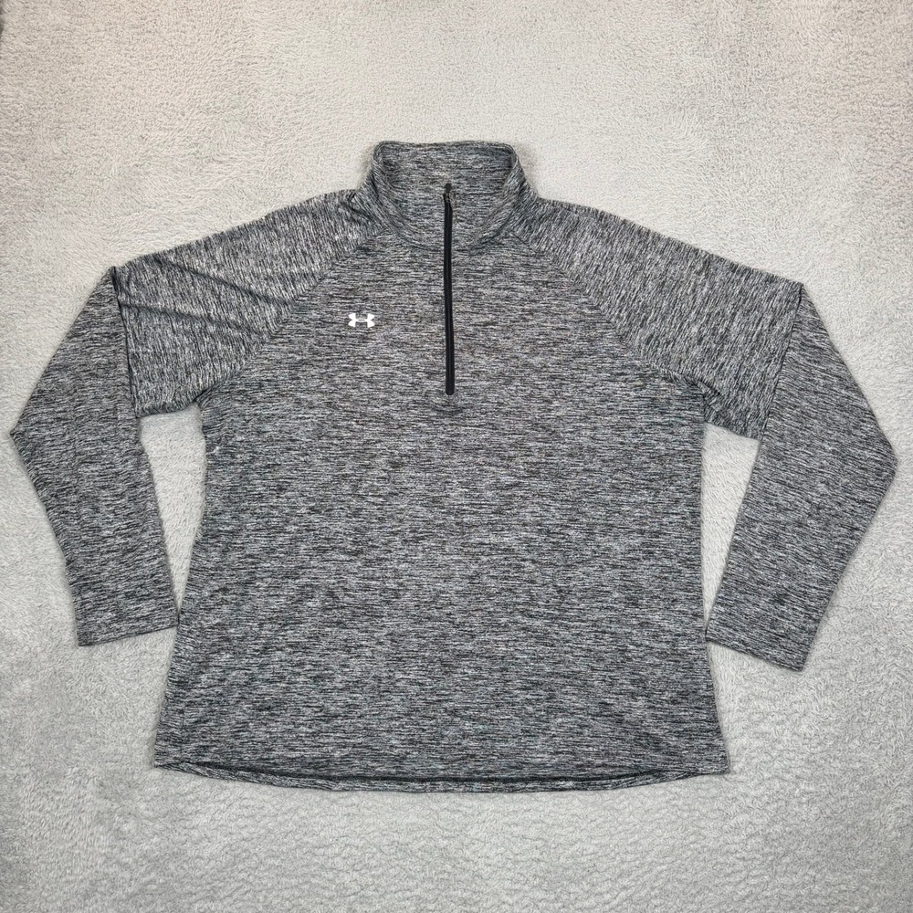 Under Armour Mens 2XL HeatGear Tech 2.0 1/2 Zip Gray Space Dye Pullover Loose
